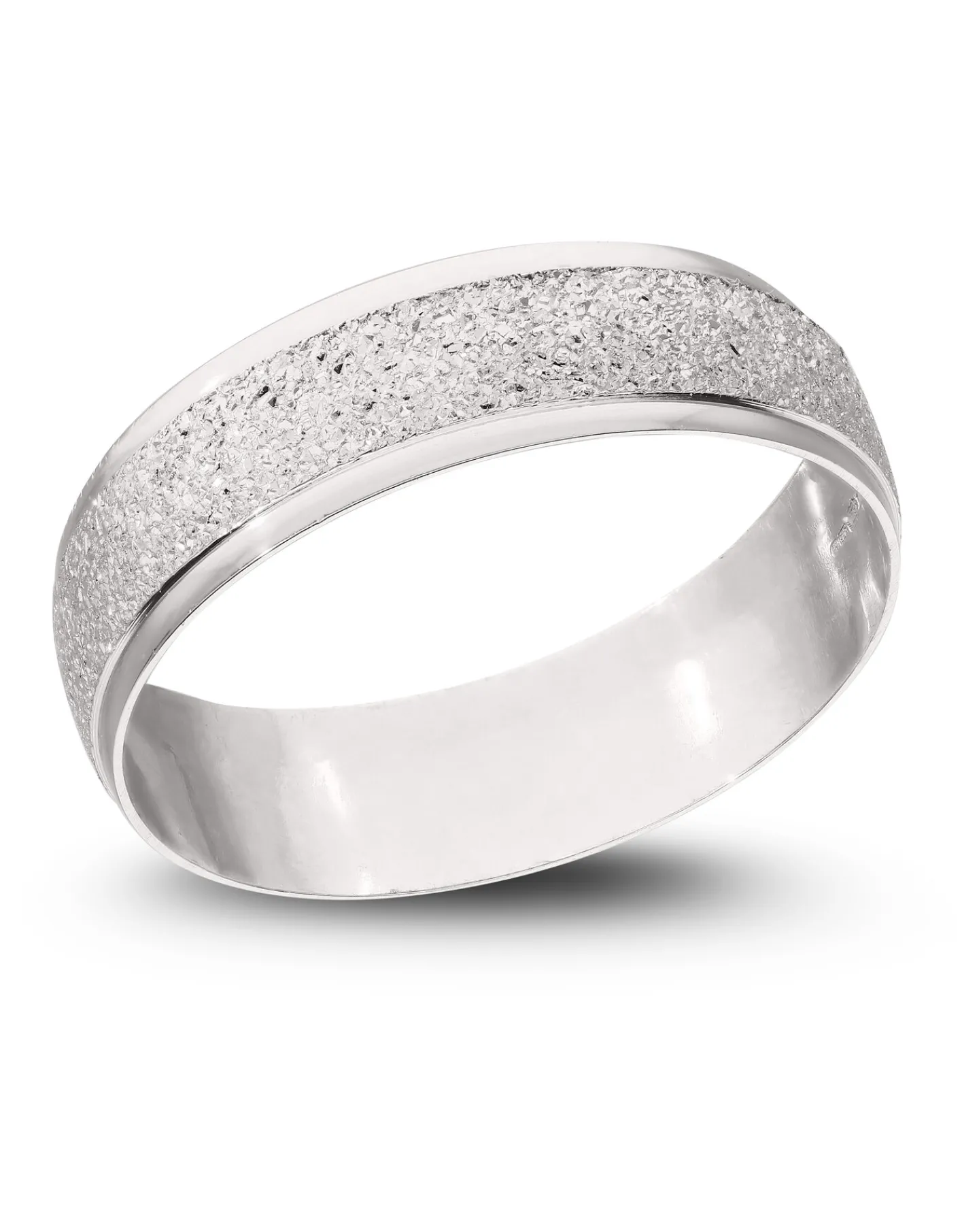 Jacamo 9 Carat White Gold Sparkle D Shape 6mm Wedding Band