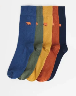 Jacamo 5 Pack Bear Embroidered Socks