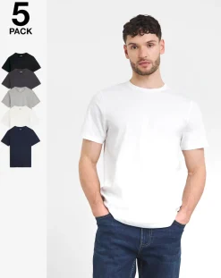 Jacamo 5 Pack Crew T-Shirts Extra Long
