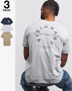 Jacamo 3 Pk Graphic T-Shirts Long