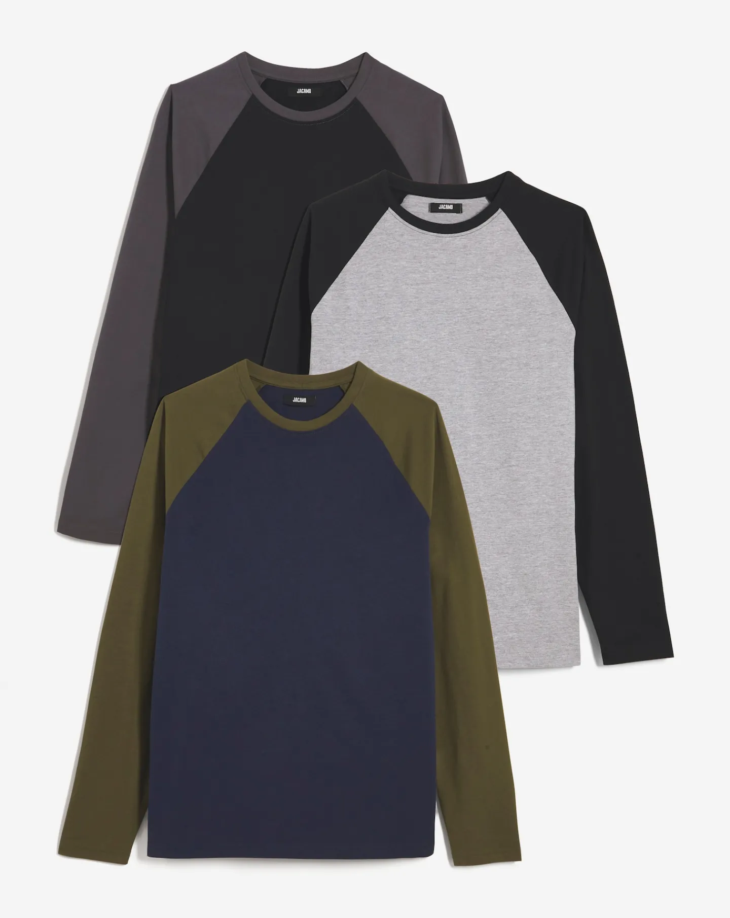 Jacamo 3 Pk Long Sleeve Raglan T-shirt Long