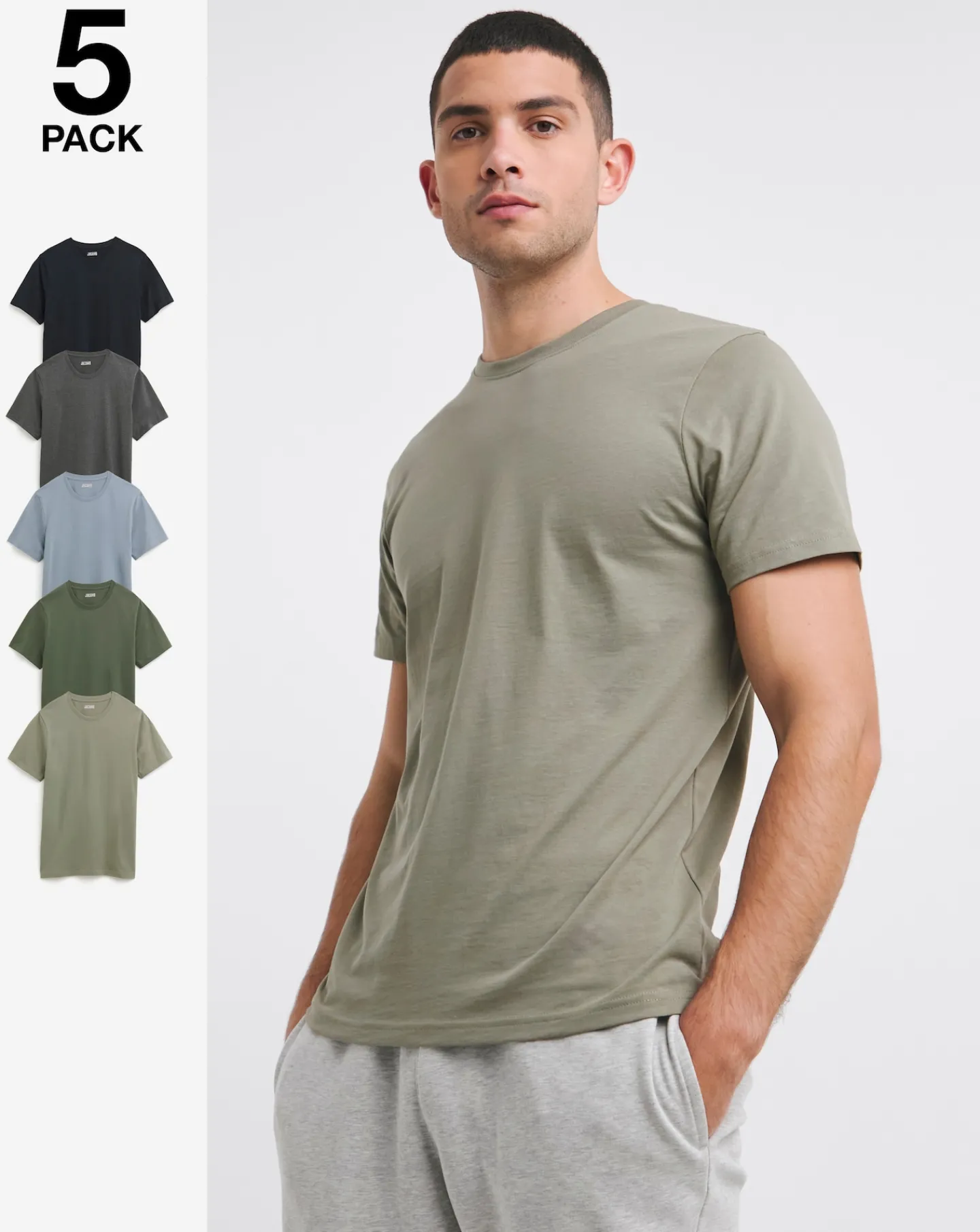 Jacamo 5 Pk Crew T-Shirts Extra Long
