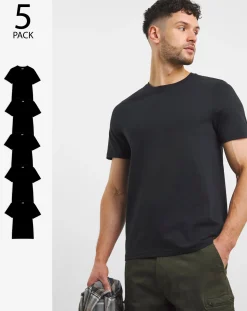 Jacamo 5 Pk Pure Cotton Crew Neck T-Shirts