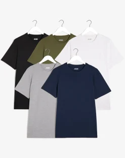 Jacamo 5 Pk Pure Cotton Crew Neck T-Shirts Long