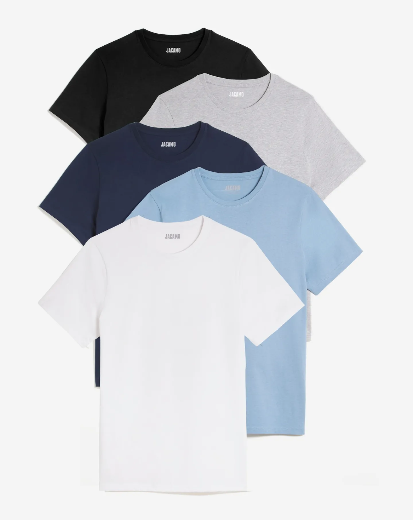 Jacamo 5 Pk Pure Cotton Crew Neck T-Shirts Long