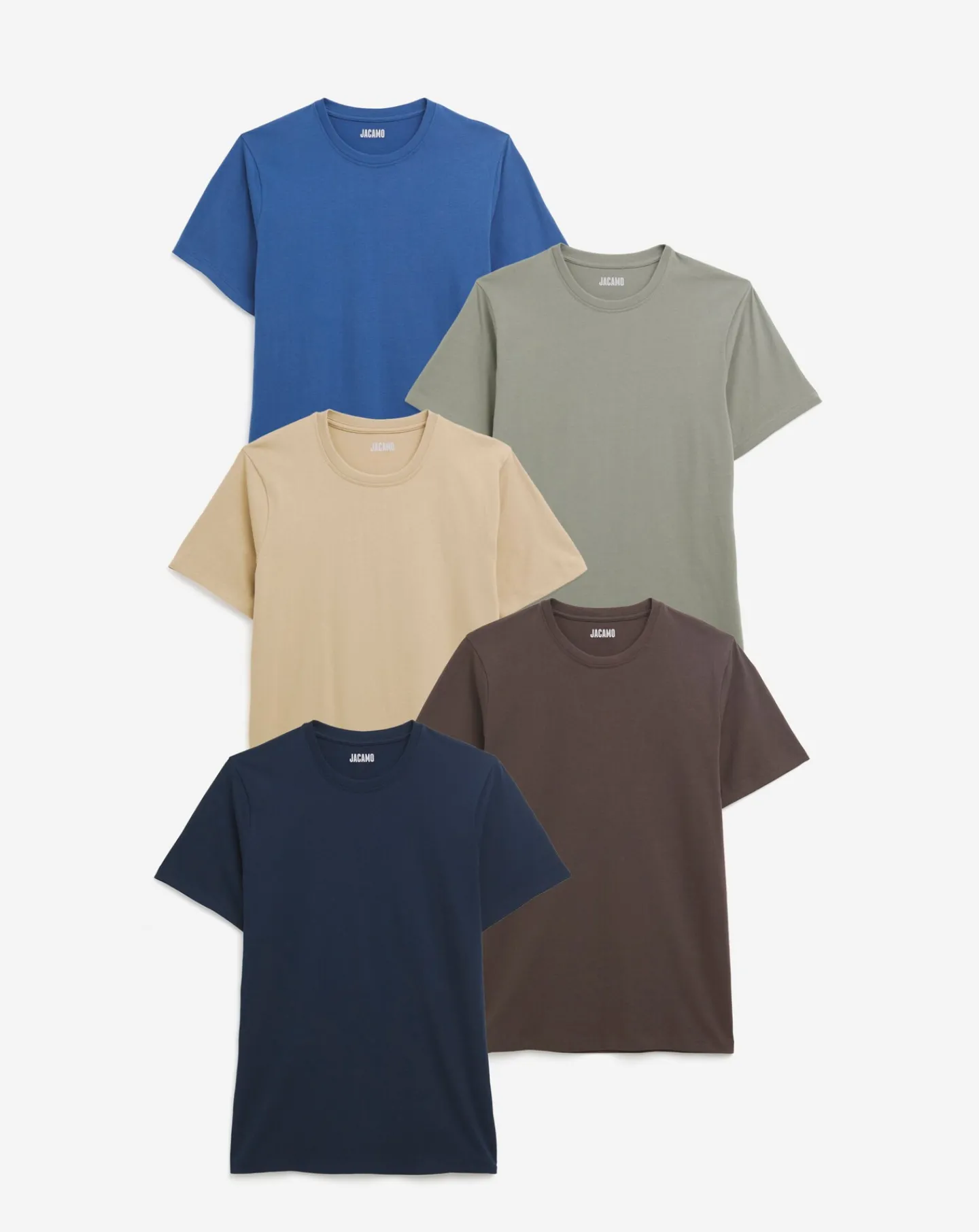 Jacamo 5 Pk Pure Cotton Crew T-Shirts Long