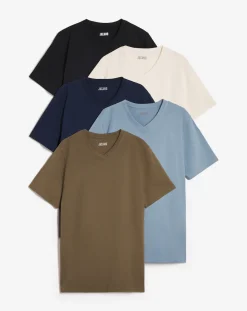 Jacamo 5 Pk Pure Cotton V Neck T-Shirts Long