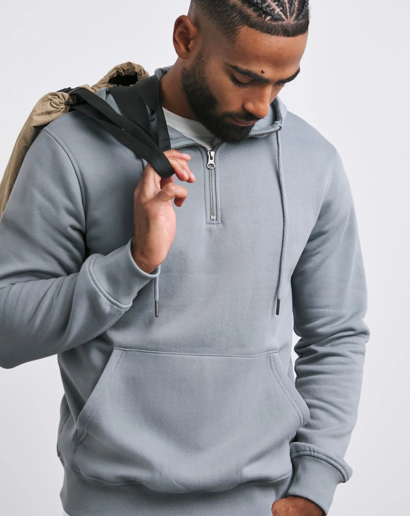Jacamo 1/4 Zip Hoodie Long