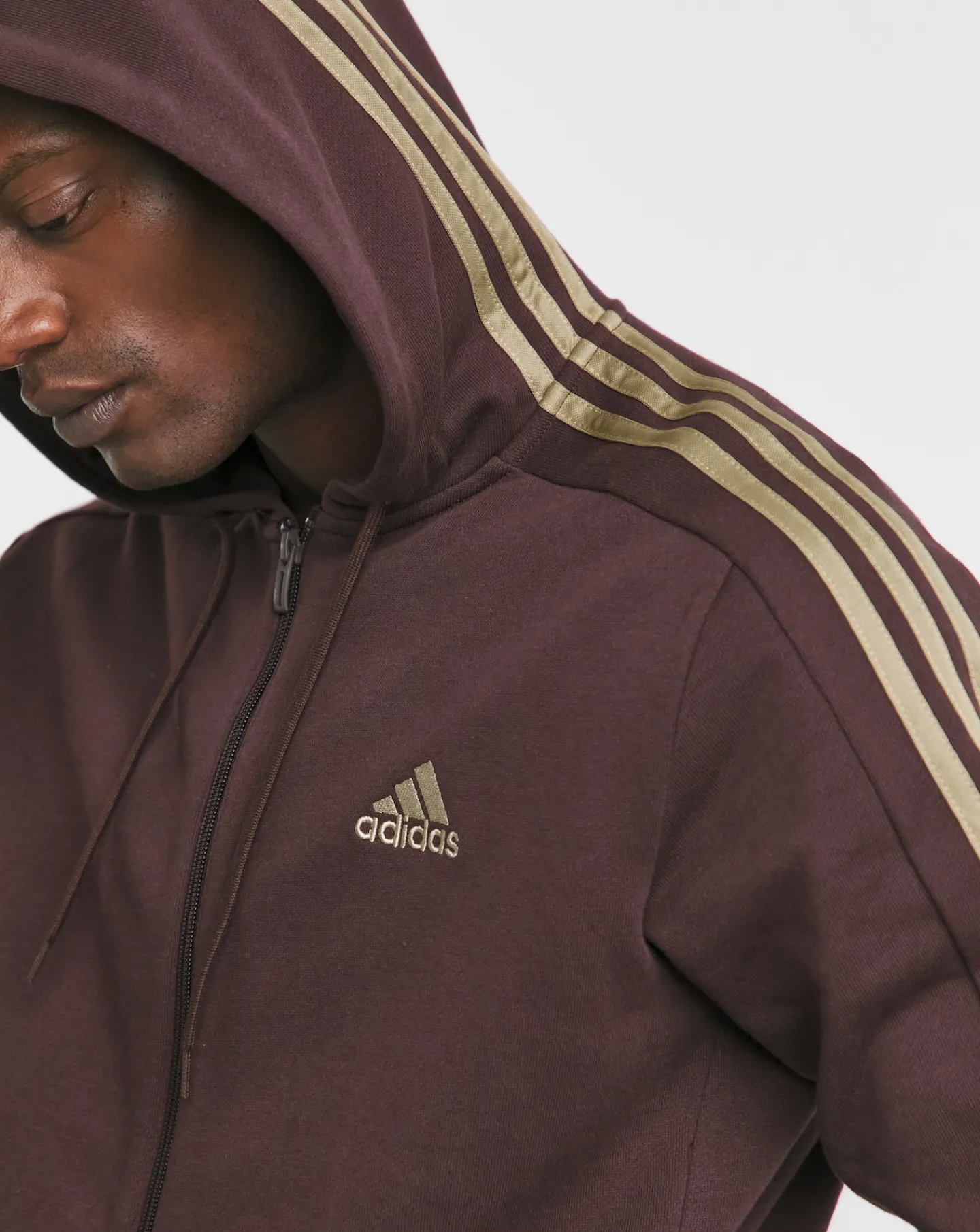 adidas 3 Stripes French Terry Full Zip Hoodie