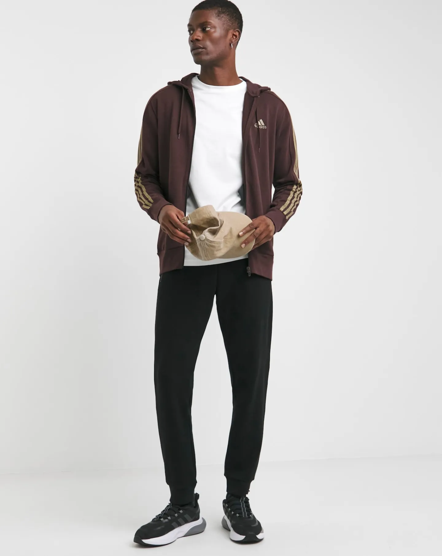 adidas 3 Stripes French Terry Full Zip Hoodie