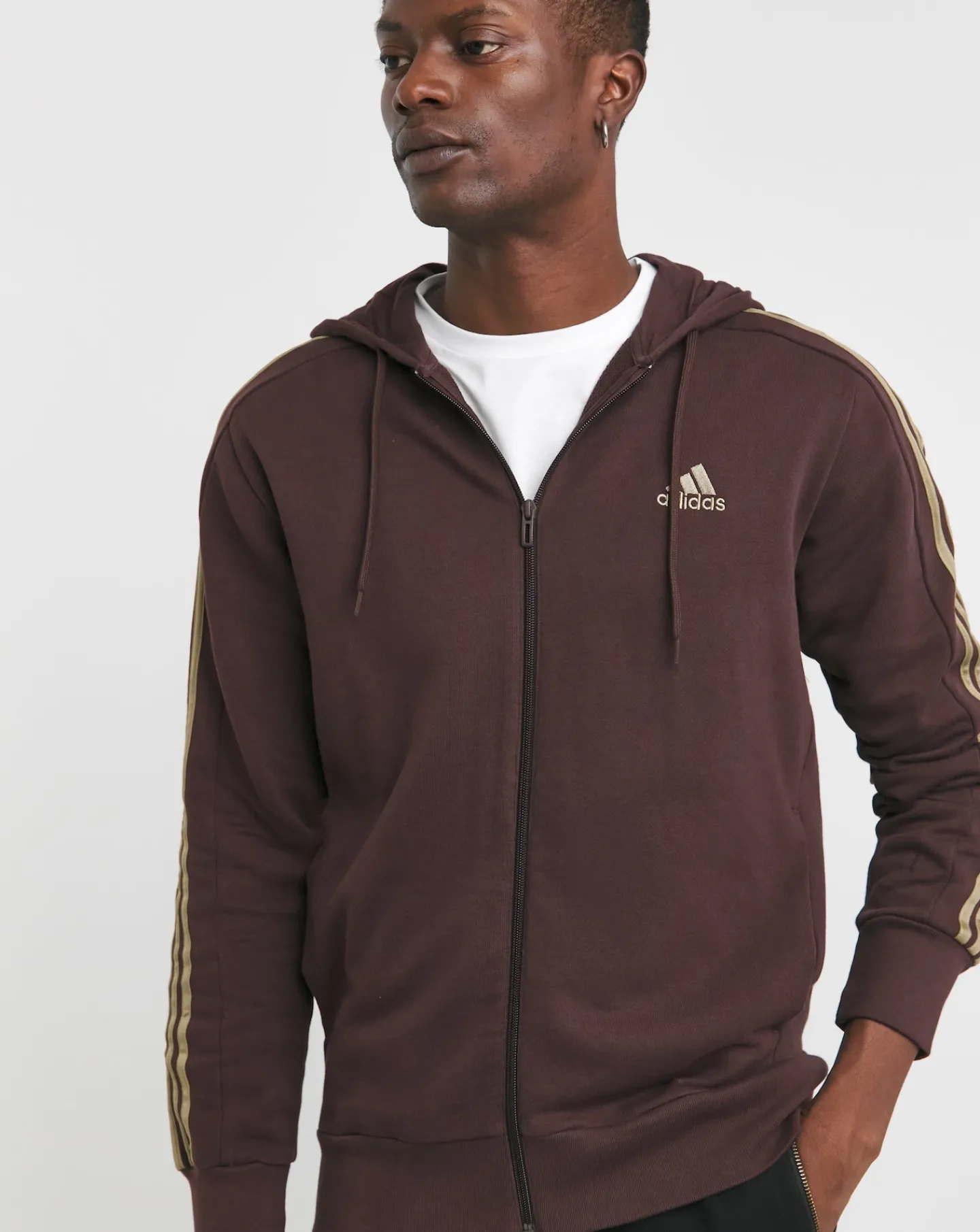 adidas 3 Stripes French Terry Full Zip Hoodie