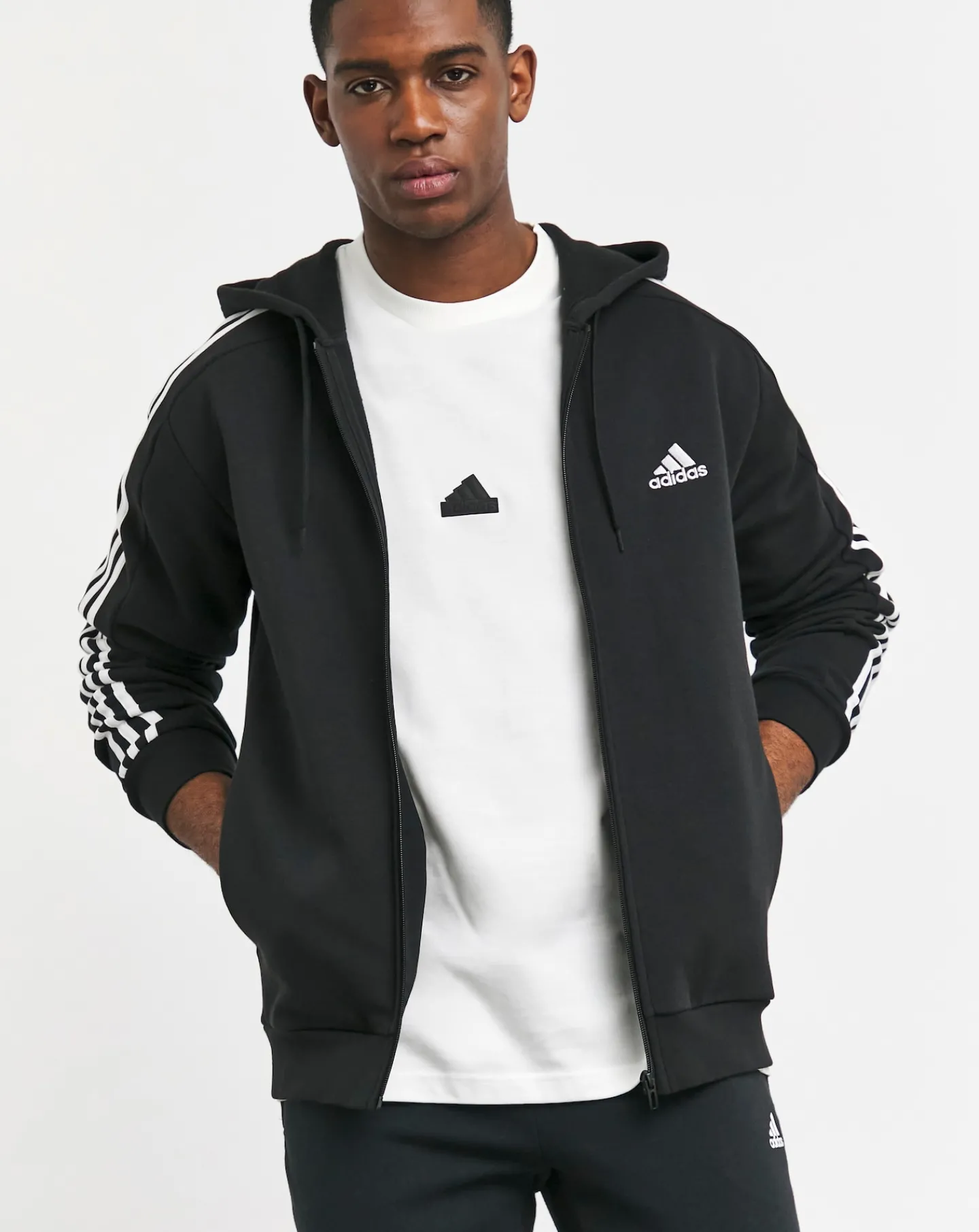 adidas 3-Stripes Fleece Full Zip Hoodie