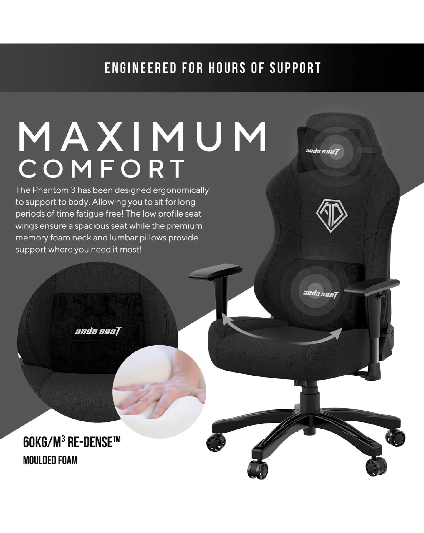 Anda Seat Andaseat Phantom 3 Premium Gaming Chair Fabric