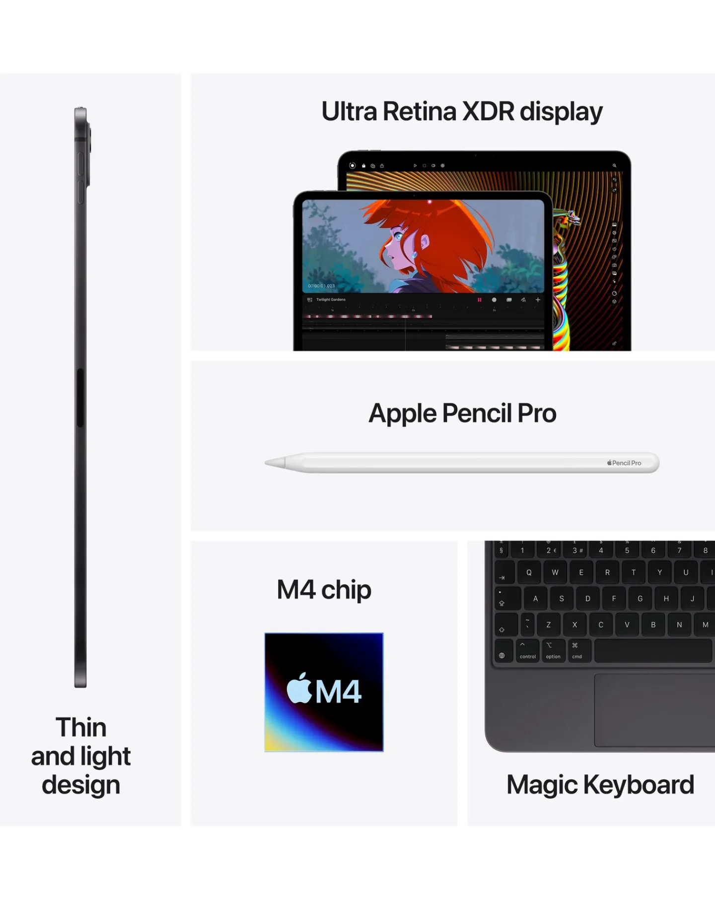 Apple iPad Pro (M4, 2024) 13inch Ultra Retina XDR Wi-Fi 256GB - Space Black
