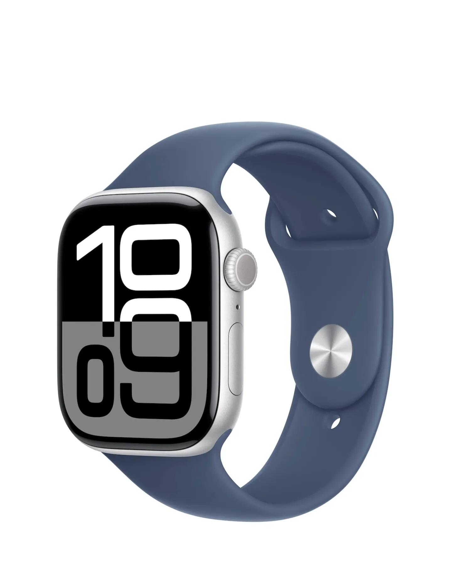 Apple Watch Series 10 GPS 46mm Silver Aluminium Case with Denim Sport Band - M/L