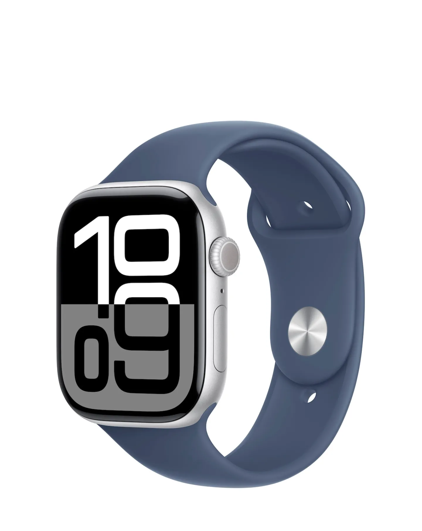 Apple Watch Series 10 GPS 46mm Silver Aluminium Case with Denim Sport Band - S/M