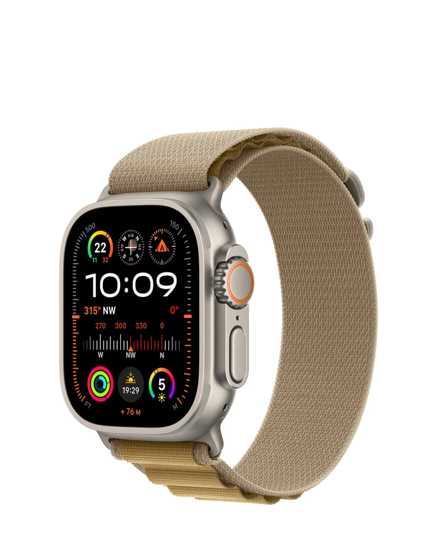 Apple Watch Ultra 2 GPS/Cellular 49mm Natural Titanium Case, Tan Alpine Loop - L