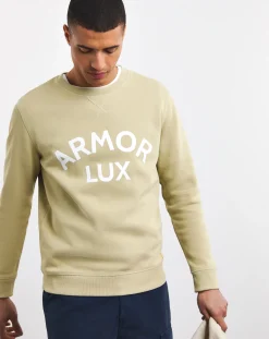 Armor Lux Logo Crew Neck Pale Olive Sweatshirt
