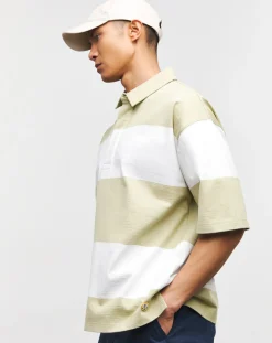 Armor Lux Striped Pale Olive Rugby Polo