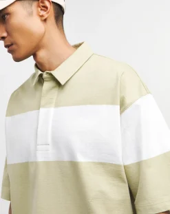 Armor Lux Striped Pale Olive Rugby Polo