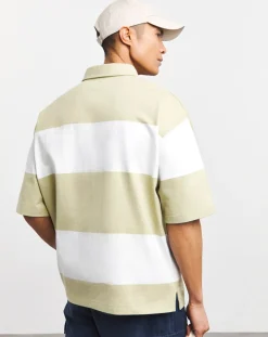 Armor Lux Striped Pale Olive Rugby Polo