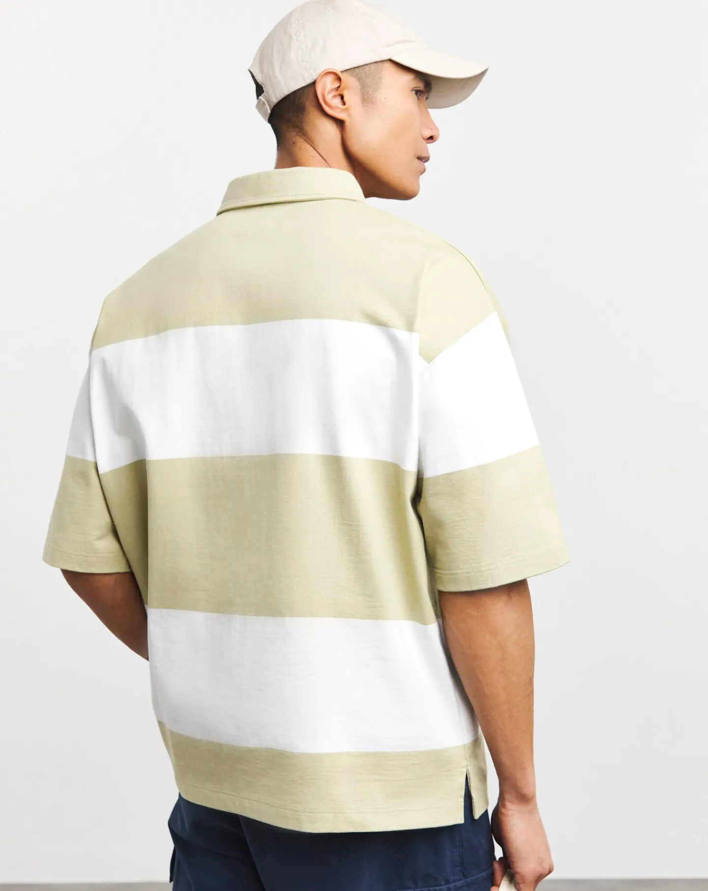 Armor Lux Striped Pale Olive Rugby Polo