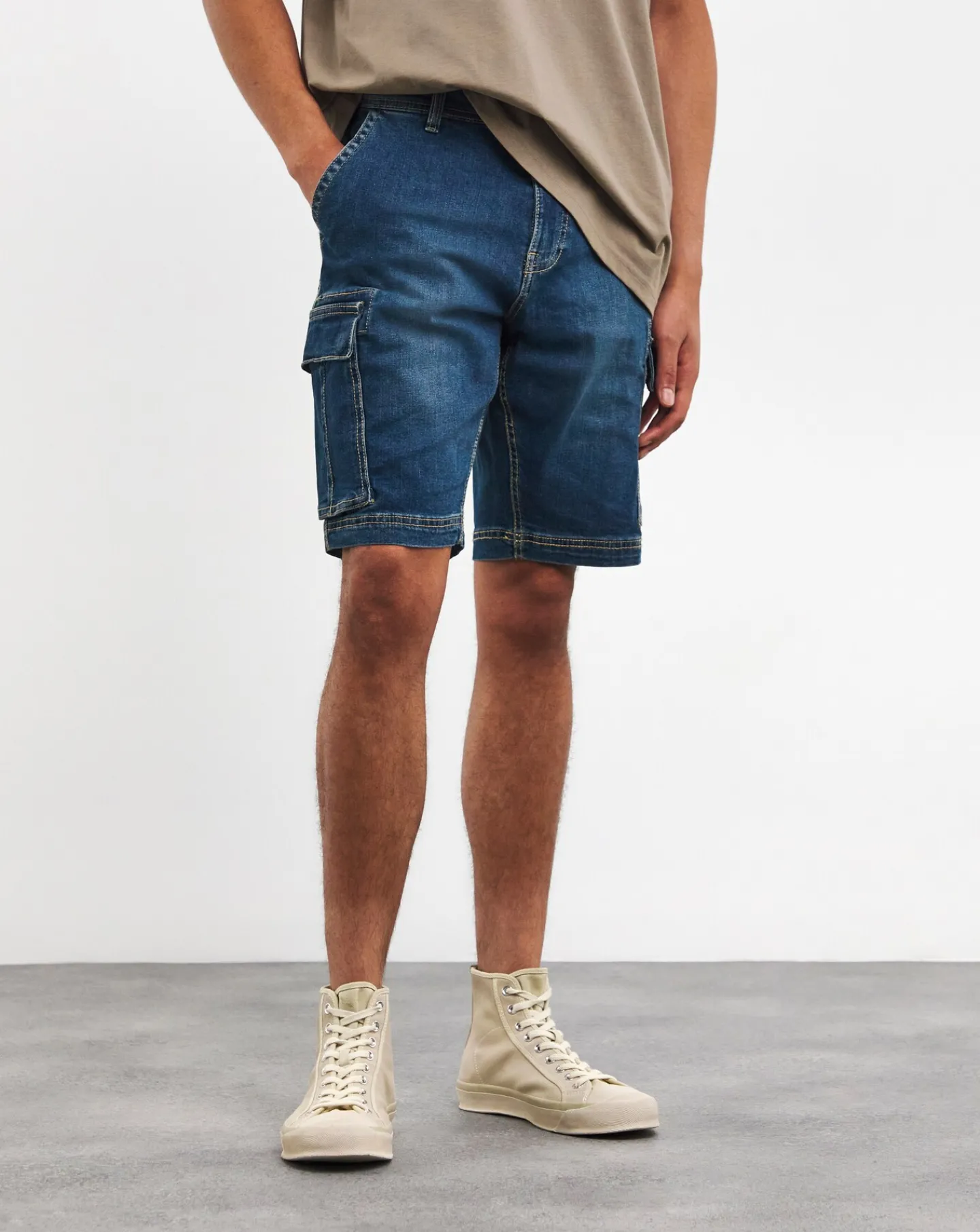 Jacamo Axel Mid Length Cargo Denim Short