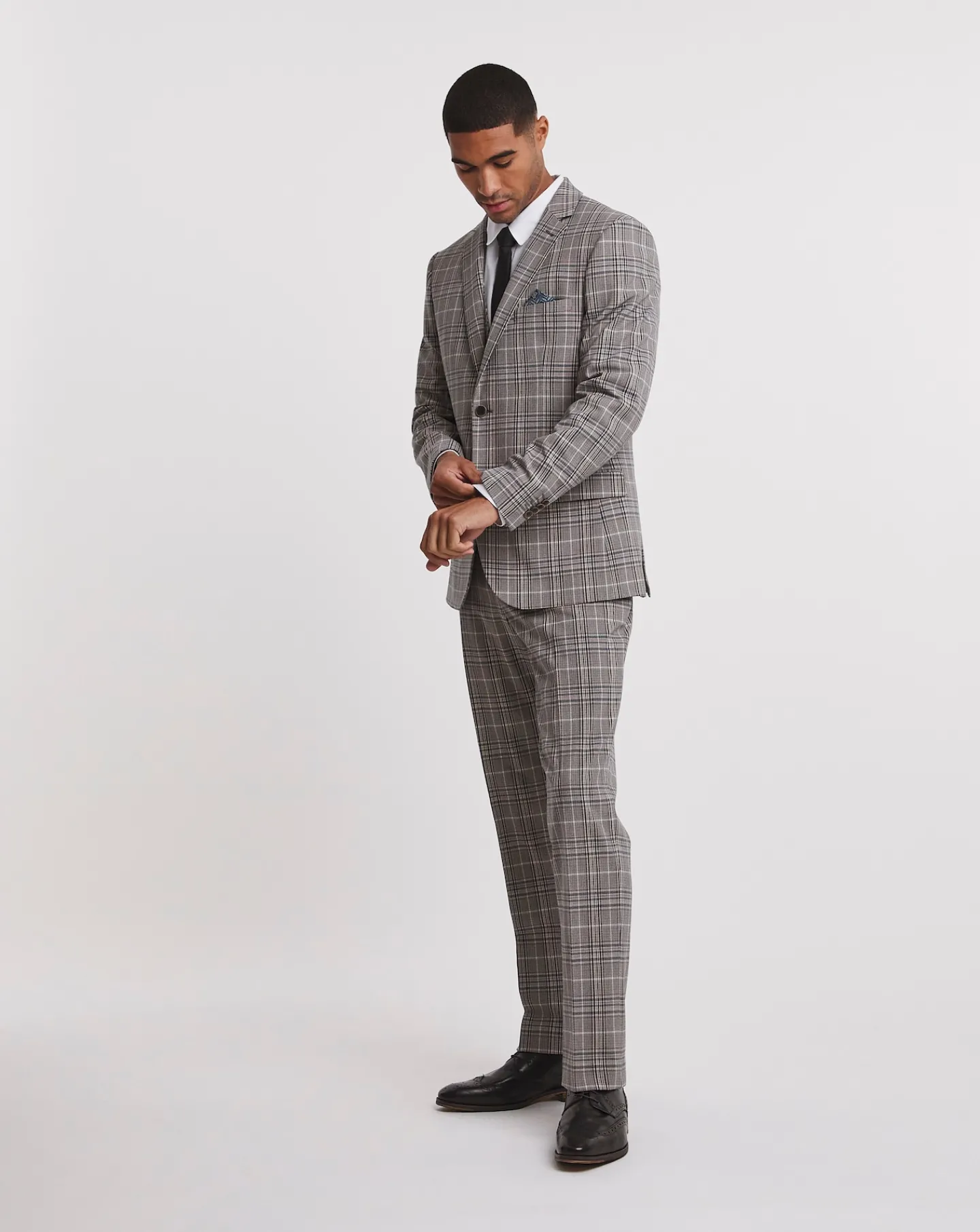 Jacamo Textured Check Reg Suit Trouser
