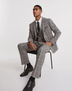 Jacamo Textured Check Reg Suit Trouser