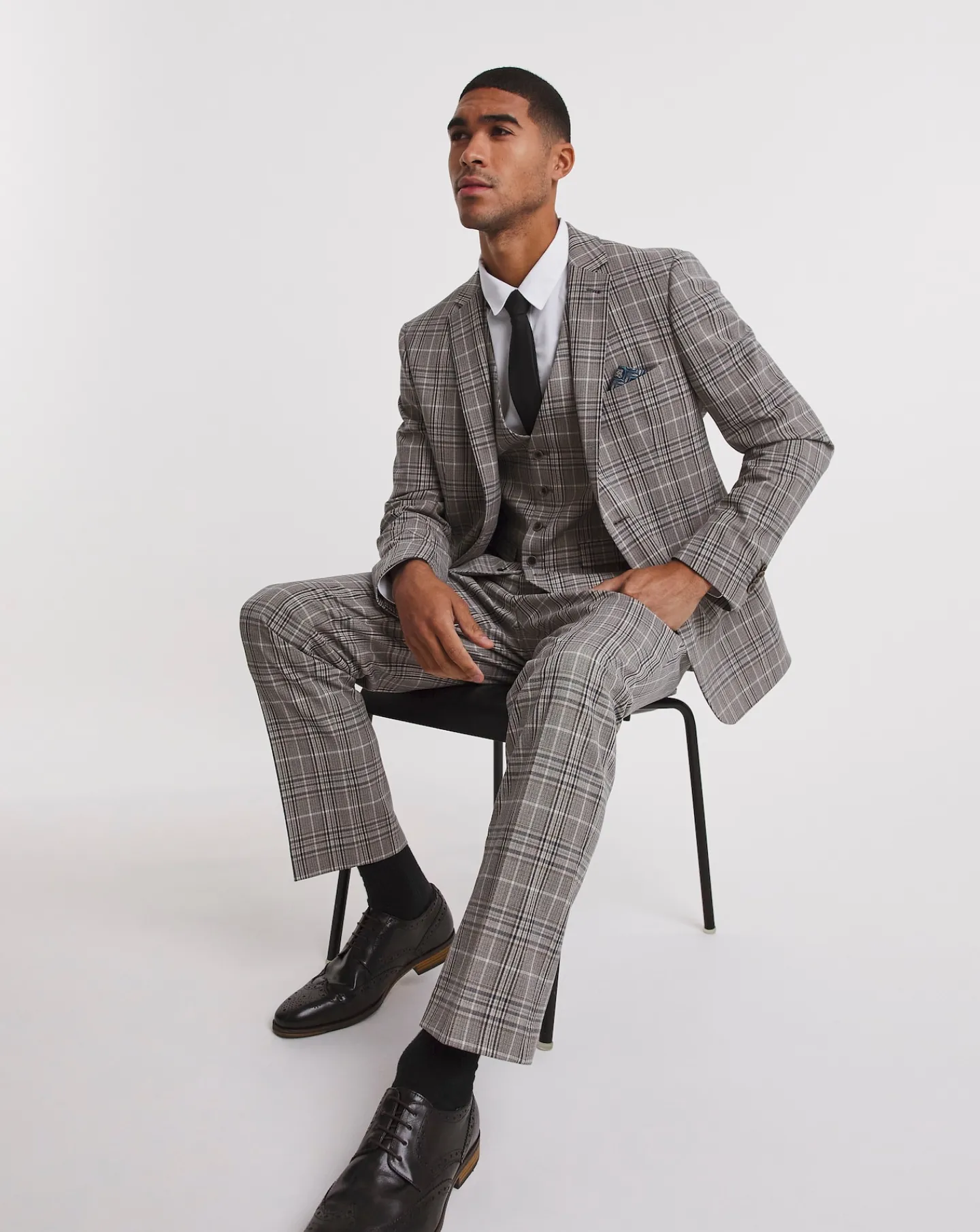 Jacamo Textured Check Reg Suit Trouser