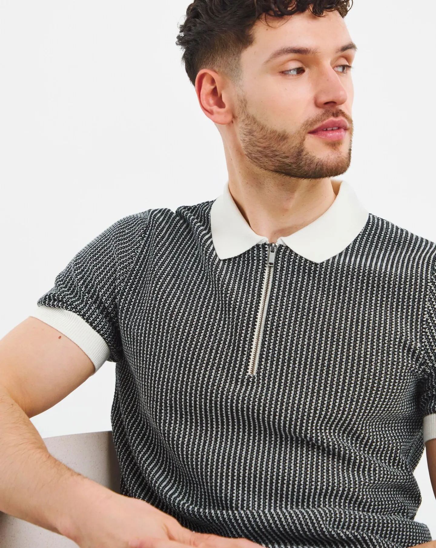Ben Sherman Zip Neck Knitted Polo