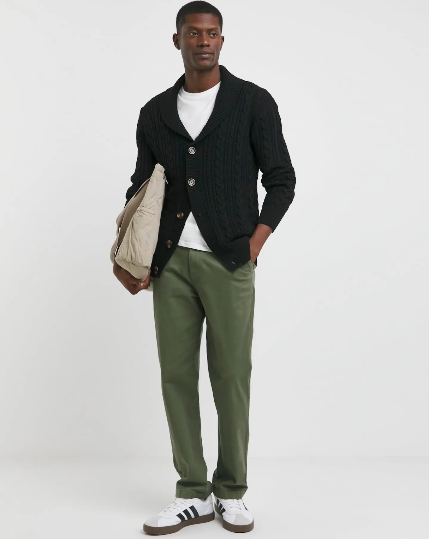 Jacamo Cable Knit Shawl Neck Cardigan