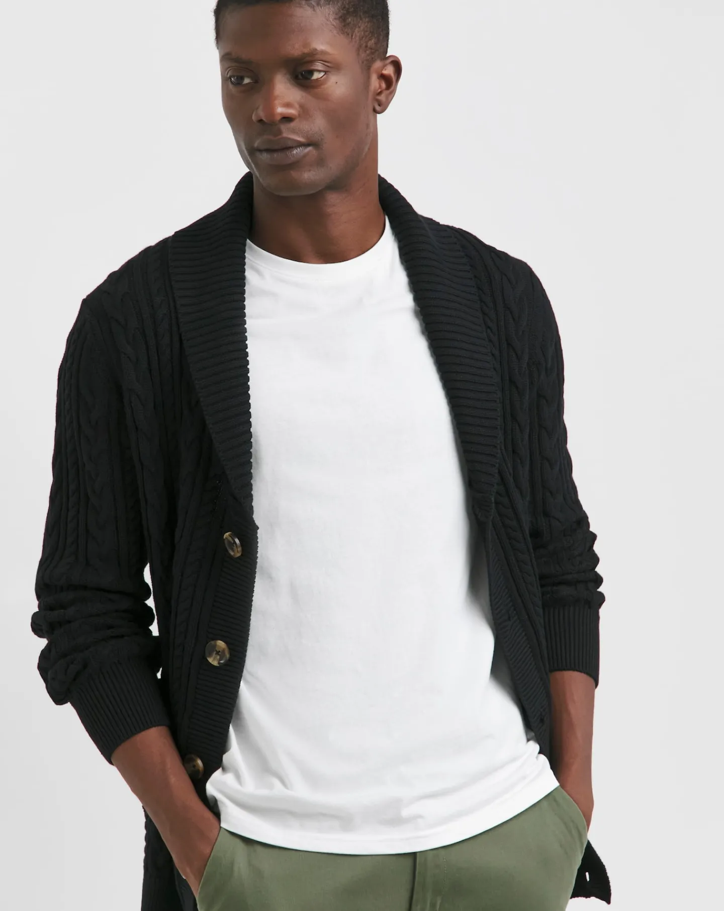 Jacamo Cable Knit Shawl Neck Cardigan