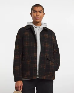 Jacamo Black Check Quilted Lined Shacket