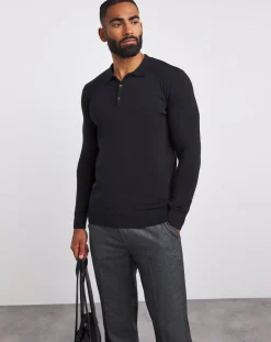 Jacamo Cotton Long Sleeve Polo