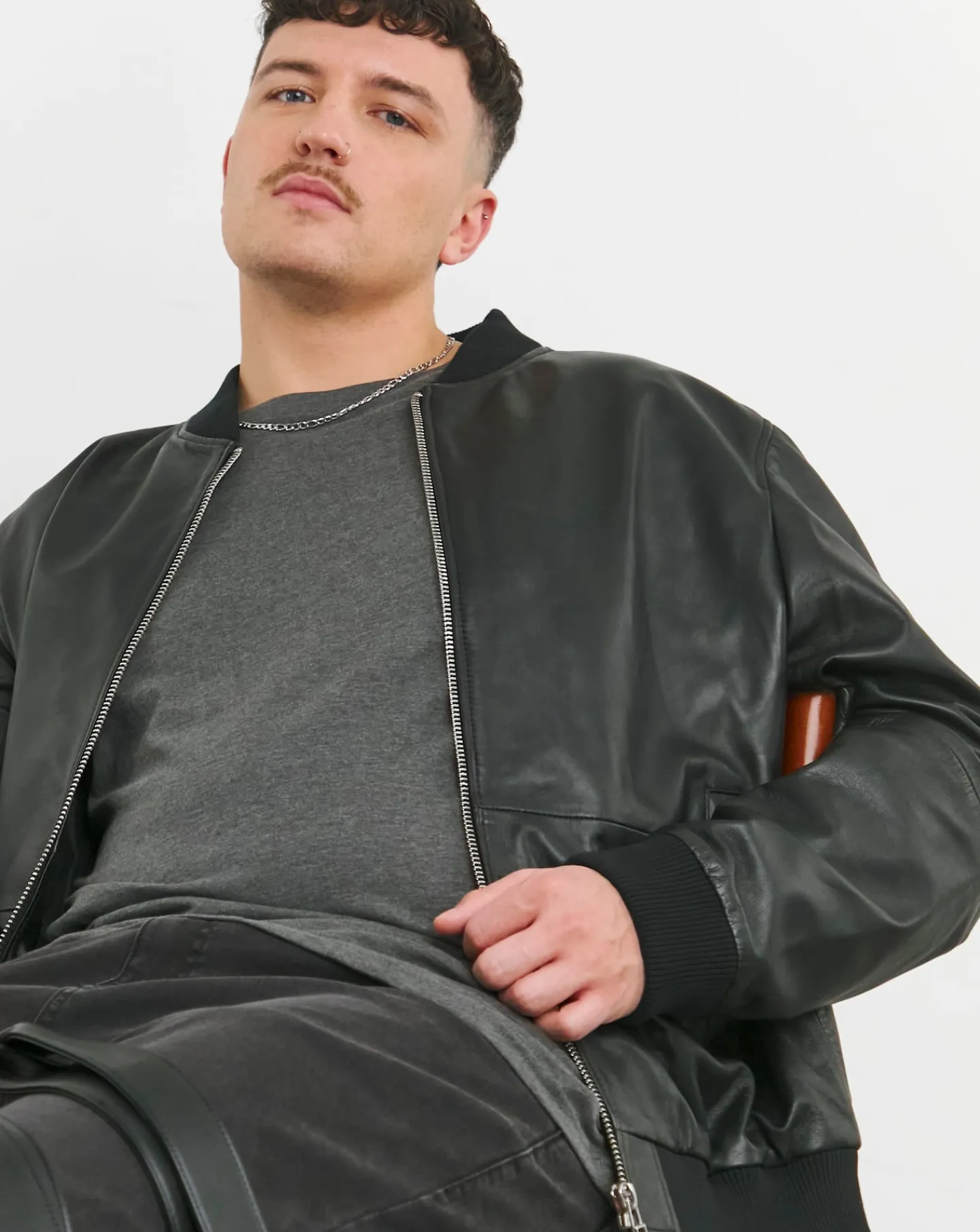 Jacamo Leather Bomber Jacket