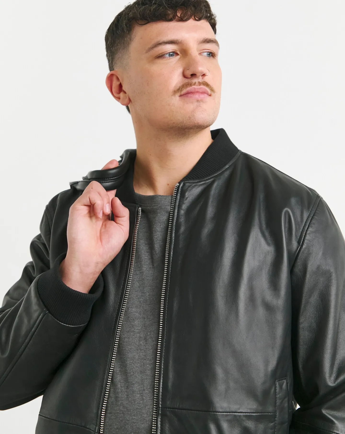 Jacamo Leather Bomber Jacket