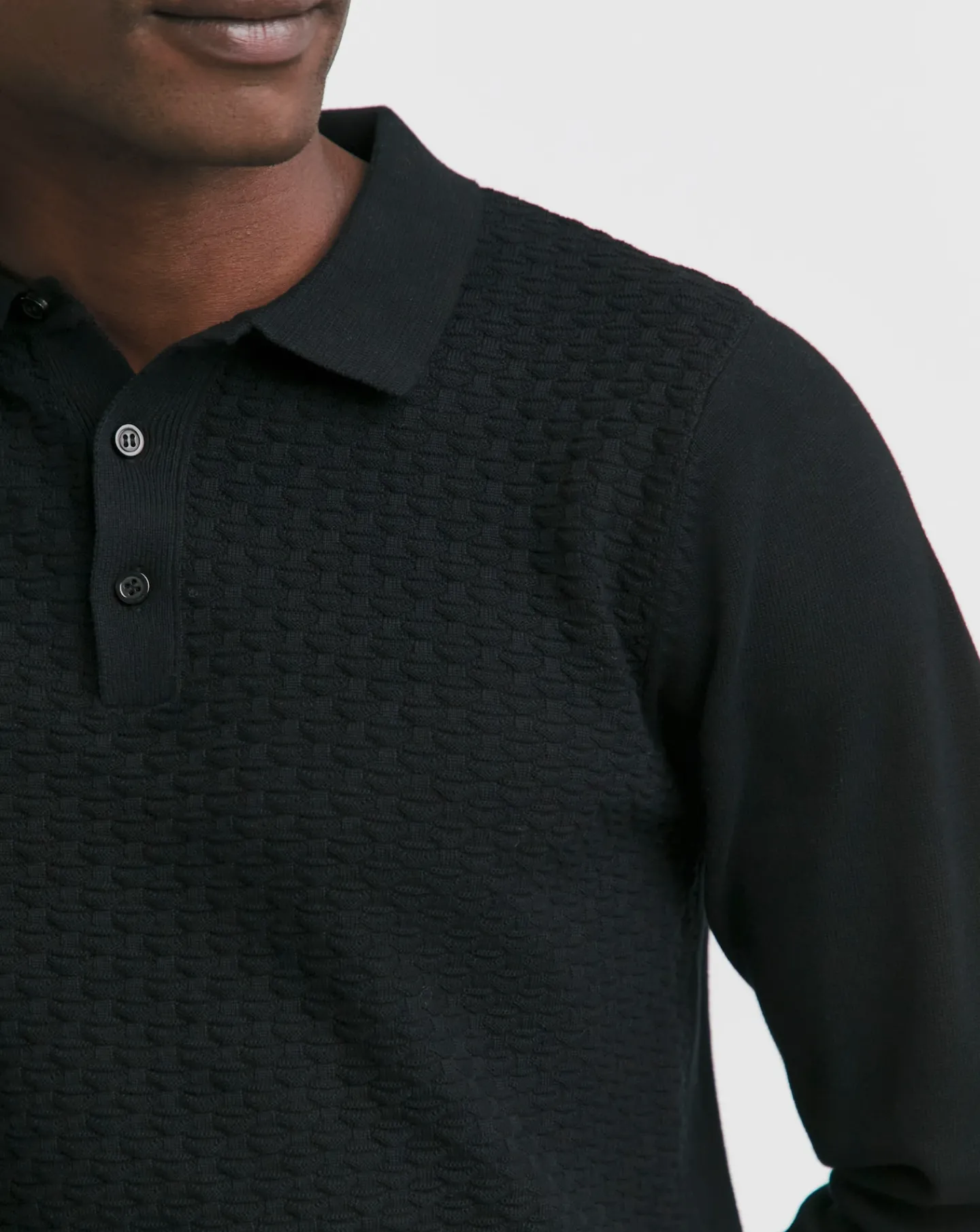 Jacamo Textured Long Sleeve Polo