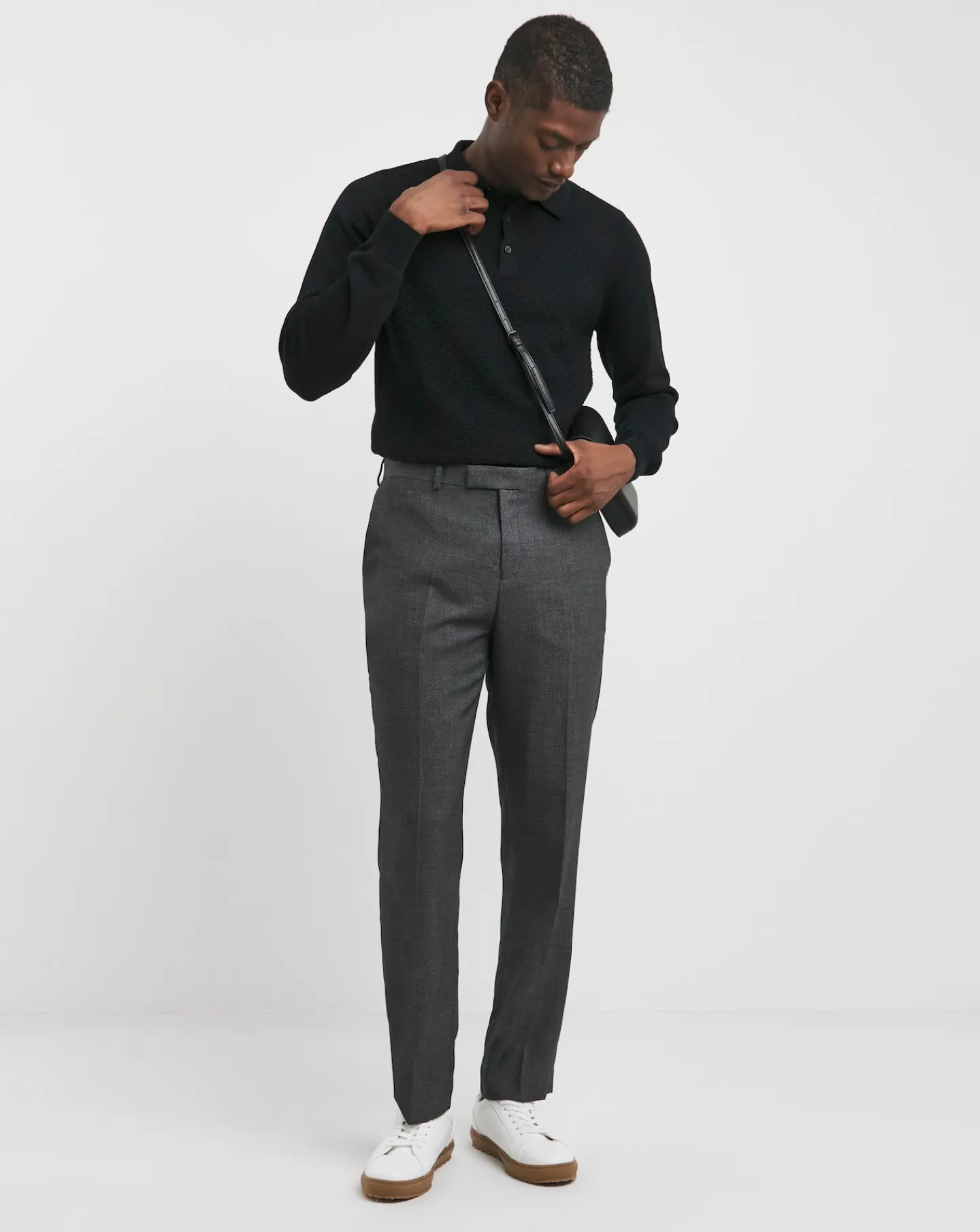 Jacamo Textured Long Sleeve Polo