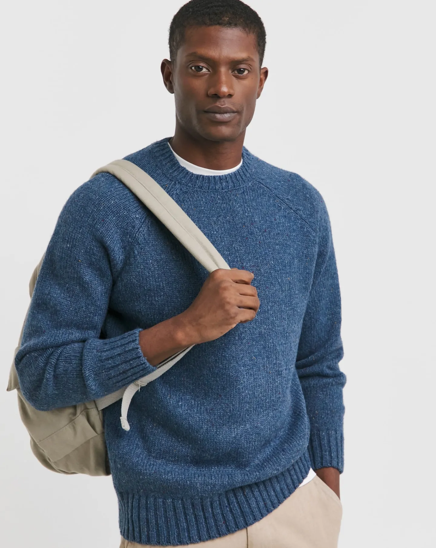 Jacamo Chunky Nep Wool Blend Crew Neck