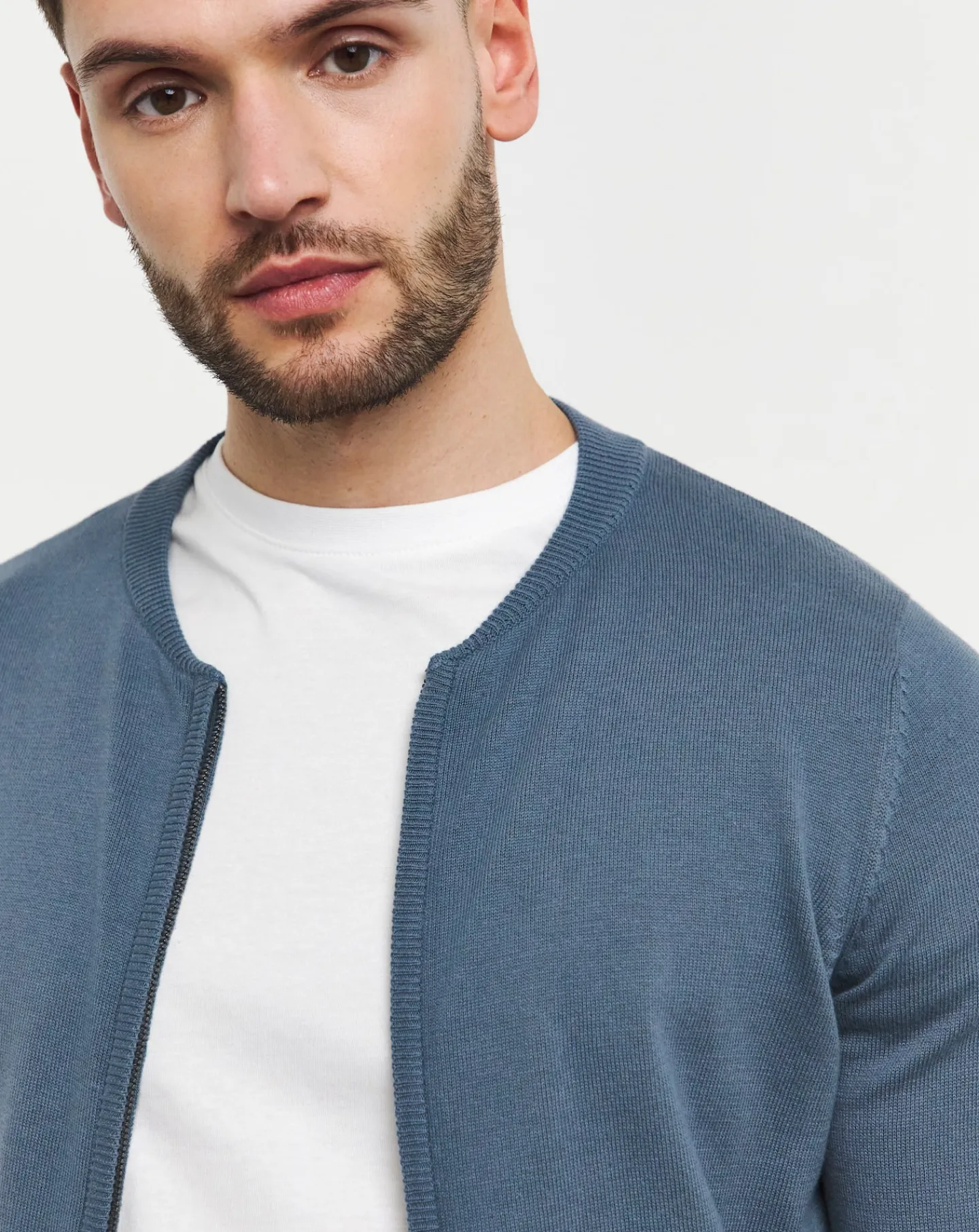 Jacamo Cotton Zip Up Knitted Bomber