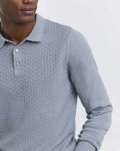 Jacamo Textured Long Sleeve Polo