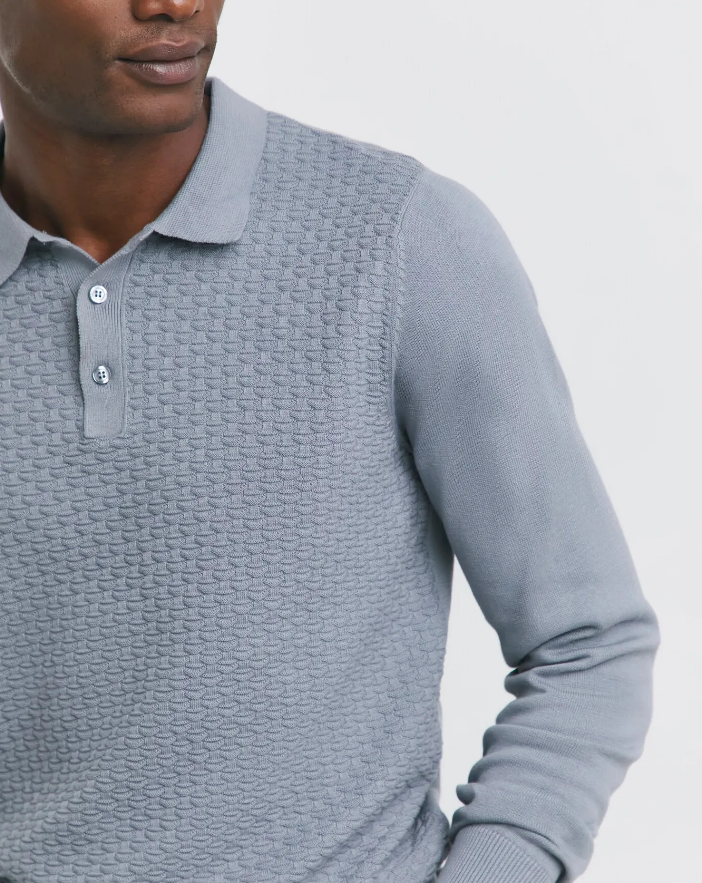 Jacamo Textured Long Sleeve Polo