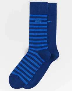 BOSS 2 Pack Blue Stripe Sock