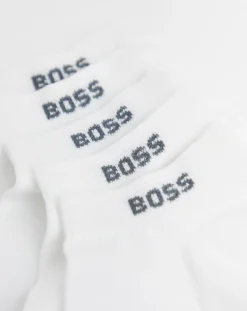 BOSS 5 Pack Cotton Blend Logo Ankle Socks
