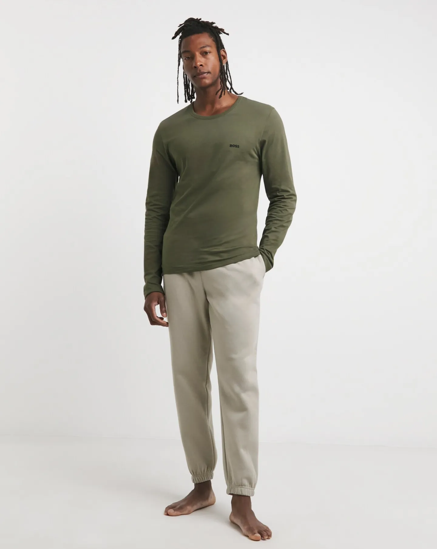BOSS 3 Pack Long Sleeve Logo Lounge T-Shirt