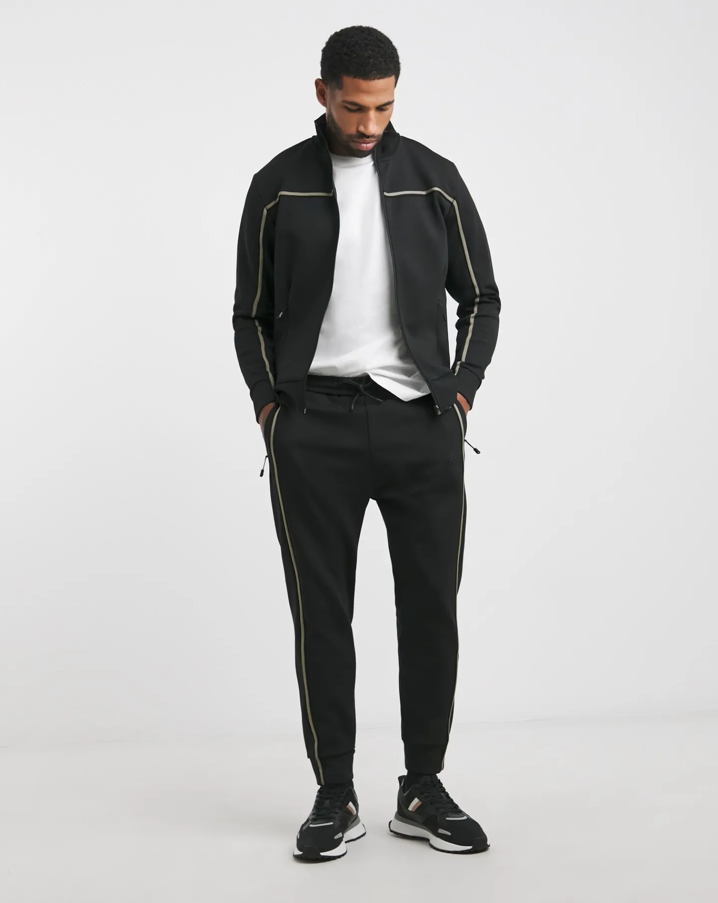 BOSS Stripe Full Zip Sweat Top