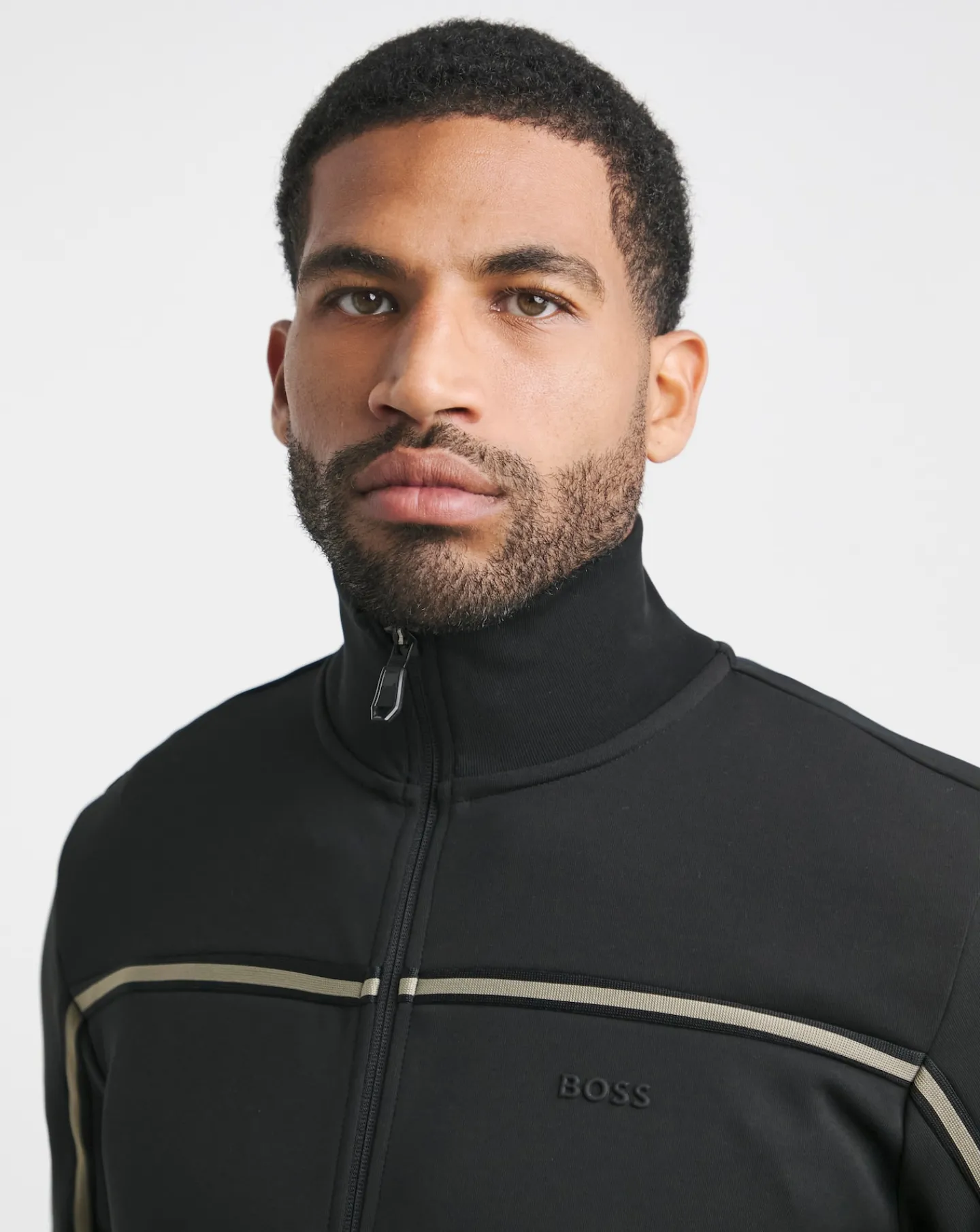 BOSS Stripe Full Zip Sweat Top