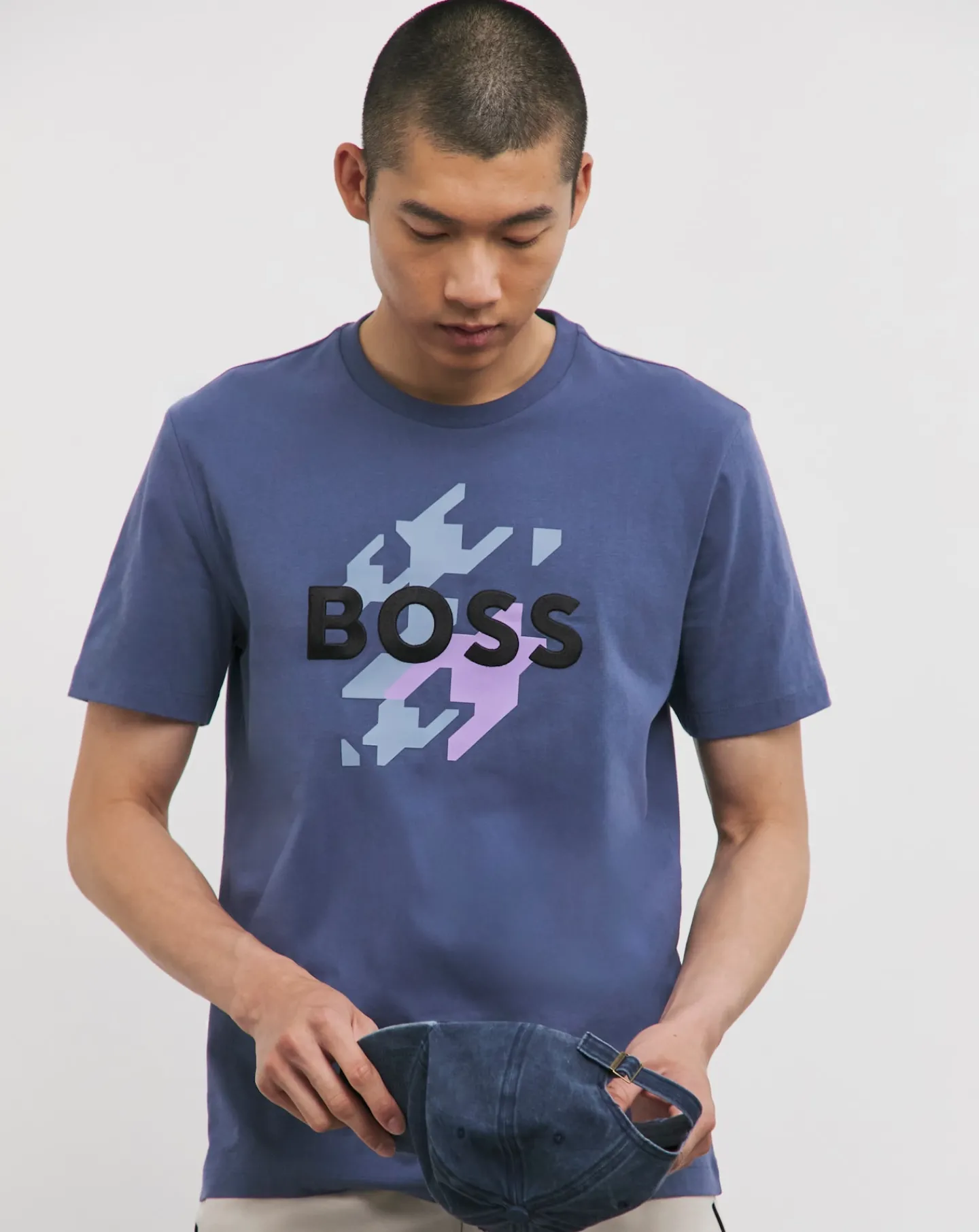 BOSS Blue Short Sleeve Graphic Logo T-Shirt