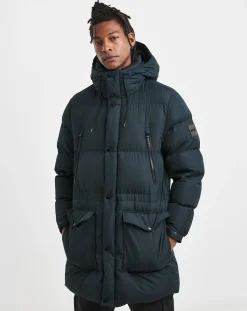 BOSS Dark Blue Long Padded Coat